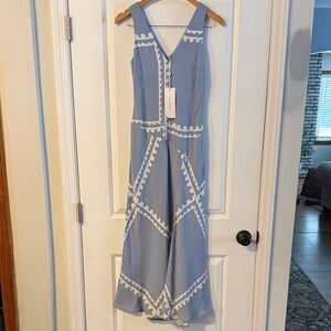 Mon Renn Serape Print Midi Dress Blue White NWT Size XS / 6